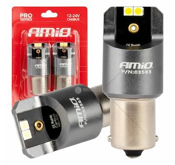 LED CANBUS PRO series BA15S P21W 4x3030 SMD White 12/24V AMIO-03583