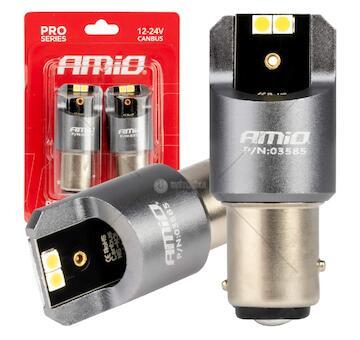 LED CANBUS PRO series BAY15D P21/5W 4x3030 SMD White 12/24V AMIO-03585