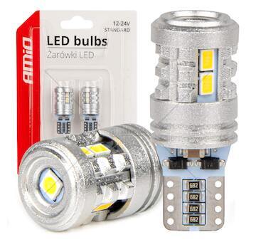 LED STANDARD BULBS T10 W5W 6x3020 + 1x3030 SMD White 12V/24V AMiO-03718