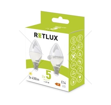 LED žárovka Candle eko sada 2x5W E14 C37 WW REL 34 RETLUX