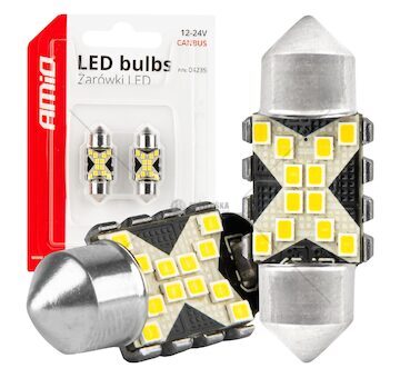 LED žárovky CANBUS 12SMD Festoon C5W 2016 31mm White 12/24V AMiO-04235