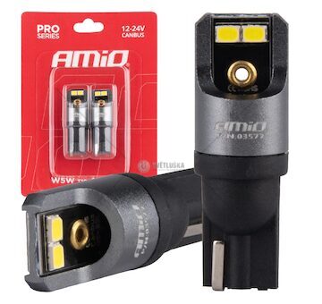 LED žárovky CANBUS PRO T10 W5W 4x2016 SMD bílé 12V 24V AMiO-03577