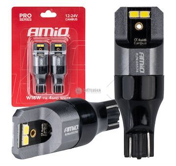 LED žárovky CANBUS PRO T15 W16W 4x2016 SMD bílé 12V 24V AMIO-03578
