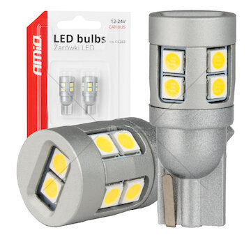 LED žárovky CANBUS T10 W5W 12 SMD 3030 Bílé 12V 24V AMiO-04243
