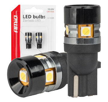 LED žárovky CANBUS T10 W5W 5SMD 3030 White 12V 24V AMiO-04239