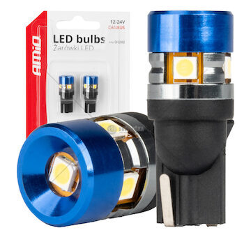 LED žárovky CANBUS T10 W5W 5SMD 3030 White 12V/24V AMiO-04240