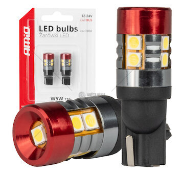 LED žárovky CANBUS T10 W5W 9 SMD 3030 Bílé 12V 24V AMiO-04242