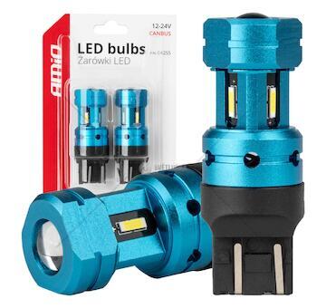 LED žárovky CANBUS T20 7443 W21/5W 4SMD 1860 Bílá 12V 24V AMiO-04255