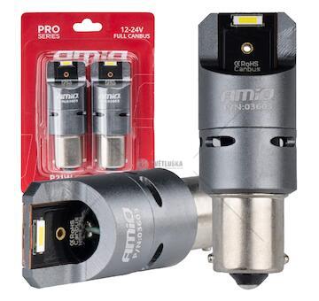 LED žárovky FULL CANBUS PRO BA15S P21W 2x1860SMD bílé 12V 24V AMIO-03603