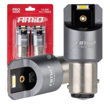 LED žárovky FULL CANBUS PRO BAY15D P21/5W 2x1860SMD bílé 12V 24V AMIO-03595