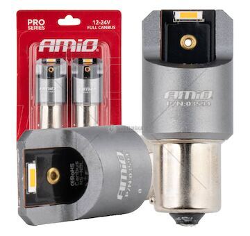 LED žárovky FULL CANBUS PRO PY21W 2x1860 SMD amber 12V 24V AMIO-03594