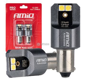 LED žárovky FULL CANBUS PRO T4W BA9S 4x3030 SMD bílé 12V 24V AMIO-03582