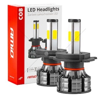 LED žárovky hlavního svícení COB 4Side H4 AMiO