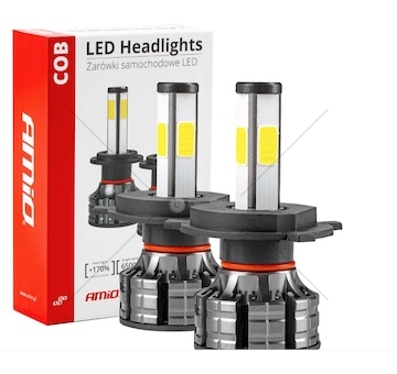 LED žárovky hlavního svícení COB 4Side H4 AMiO