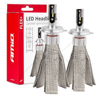 LED žárovky hlavního svícení FLEX+ H4/H19 canbus 6000K 12V 24V AMIO-03657
