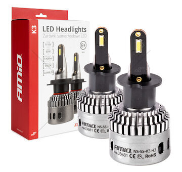 LED žárovky hlavního svícení K3 H3 12V 6000K canbus AMIO-03681