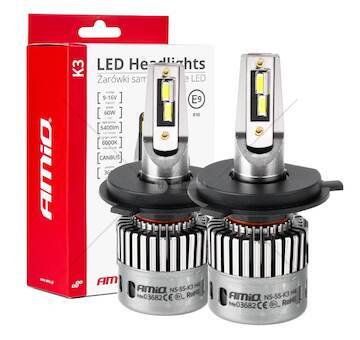 LED žárovky hlavního svícení K3 H4/H19 12V 6000K canbus AMIO-03682