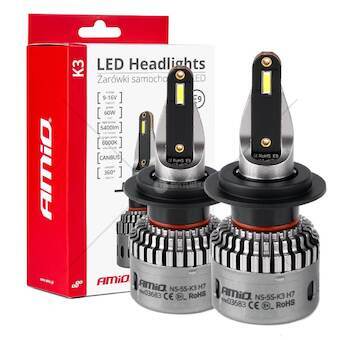 LED žárovky hlavního svícení K3 H7 12V 6000K canbus AMiO-03683