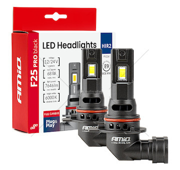 LED žárovky hlavního svícení Série F25 PRO BLACK FULL CANBUS HIR2 68W 12V 24V AMIO-04724