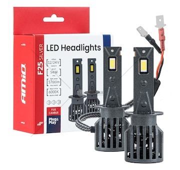 LED žárovky hlavního svícení Série F25 SILVER FULL CANBUS H1 54W 12V 24V AMiO-04701