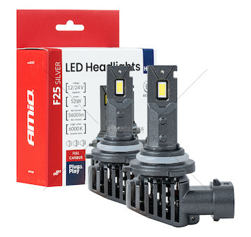 LED žárovky hlavního svícení Série F25 SILVER FULL CANBUS HB4 9006 52W 12V 24V AMiO-04707
