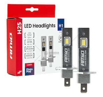LED žárovky hlavního svícení Série H25 CANBUS H1 12V 20W AMIO-04709