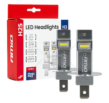 LED žárovky hlavního svícení Série. H25 CANBUS H3 12V 20W AMIO-04710