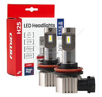 LED žárovky hlavního svícení Série H25 CANBUS H8 H9 H11 H16 12V 31W AMIO-04713