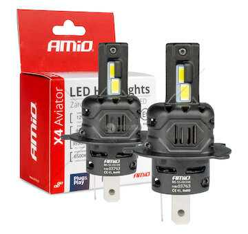 LED žárovky X4-series AVIATOR H4/H19 6500K max 44W AMIO-03763