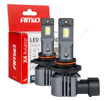 LED žárovky X4-series AVIATOR HB3 9005 HIR1 9011 H10 6500K max 44W AMIO-03766
