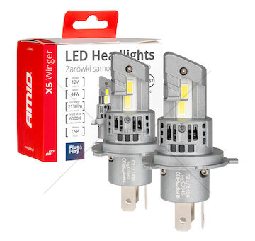 LED žárovky X5-series WINGER H4 6000K max 44W AMIO-03945