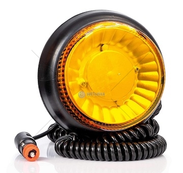 Maják výstražný dvojzáblesk 12v/24v led oranžový, magnetický, spirálový kabel 3m 0445765_A
