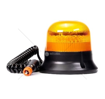 Maják výstražný jednozáblesk 12v/24v led ip68 oranžový, magnetický+pevná montáž, kabel 3m 0617135_A