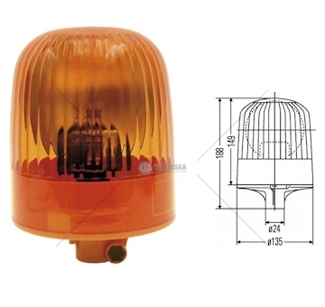 Maják výstražný rotační 12v/h2 oranžový, na trubku bez kloubu 2rl007551001_A