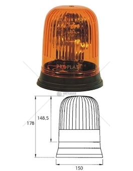 Maják výstražný rotační eco line ii 24v/70w pk22s/h3 178,5x150 pevná montáž 40510201_A