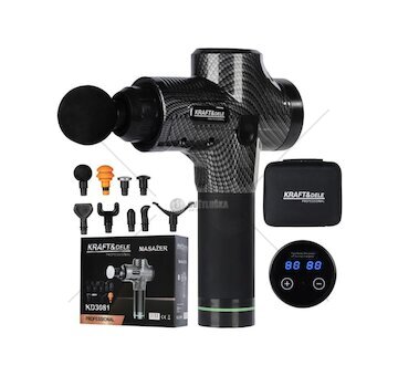 Masážní pistole 125 W, sada 9 ks vyměnitelných hlavic - KRAFT&DELE