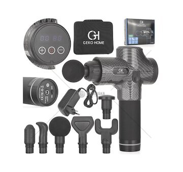 Masážní pistole, sada 6 ks vyměnitelných hlavic - GEKO