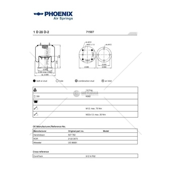Mech, pneumaticke odpruzeni PHOENIX 1D28D-2