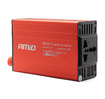 Měnič napětí AMiO 12 V/220V 300W/600W 2xUSB PI03