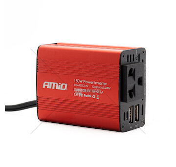 Měnič napětí AMiO 12V/230V 150W/300W 2xUSB PI01