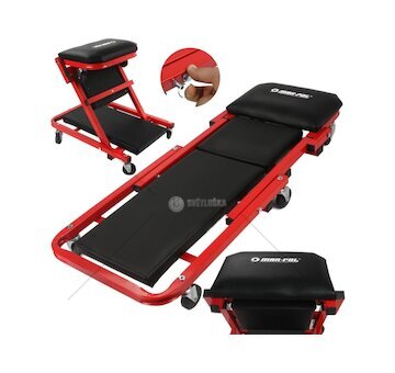 Montážní pojízdné lehátko, stolička 2v1 černo-červené MAR-POL