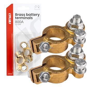Mosazné svorky baterie 800AMP, 2 ks / blistr AMIO-04392