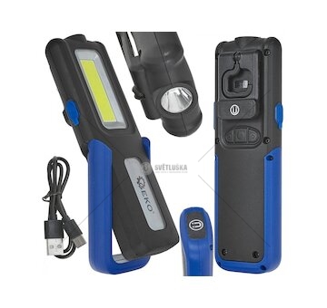Multifunkční svítilna COB LED 5 W + 3 W, 400 lm, 2000 mAh, s magnetem a funkcí powerbanky - GEKO