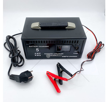 Nabíječka autobaterie 12V 5A s ampérmetrem - kovová konstrukce