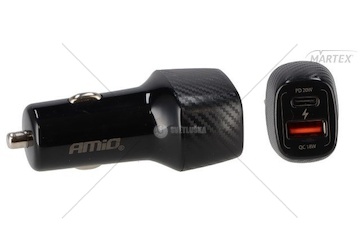 Nabíječka do auta 12-24V 20W USB-A a C Amio AM04282
