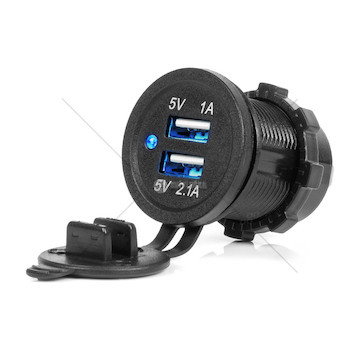 Nabíječka do auta 2x USB 3.1A 12/24V vodotesná AMiO-04216