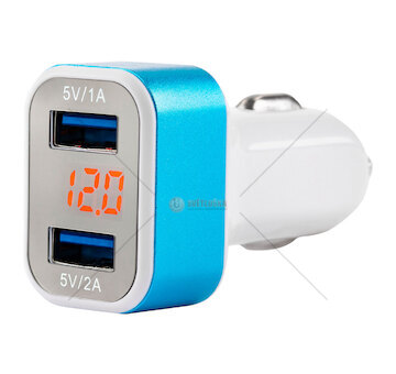 Nabíječka do auta 2x USB + voltmetr TEST-04 AMiO-01028