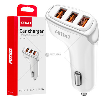 Nabíječka do auta 3x USB-A 3.1A 12/24V AMiO-03885