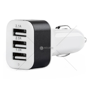 Nabíječka do auta 3x USB biela PCH-03 AMiO-01027