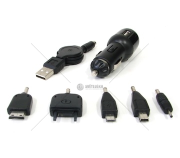Nabíječka telefnu universální koncovky + USB 12V